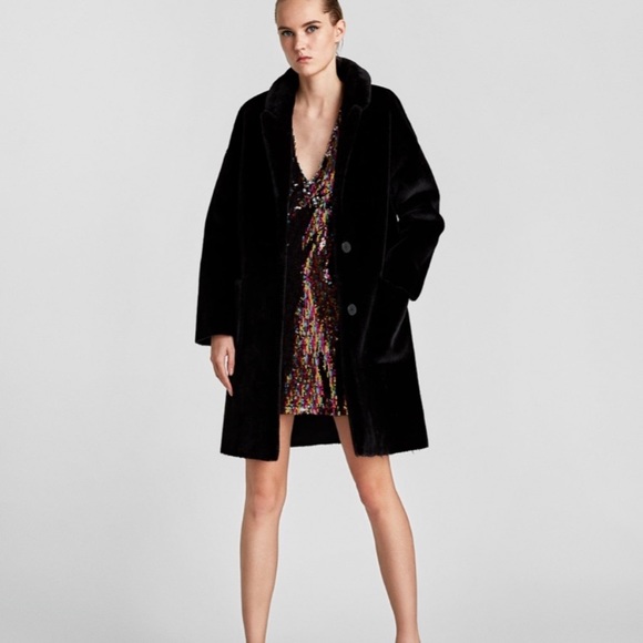 NWT Zara luxury timeless plush faux fur coat - Picture 6 of 16
